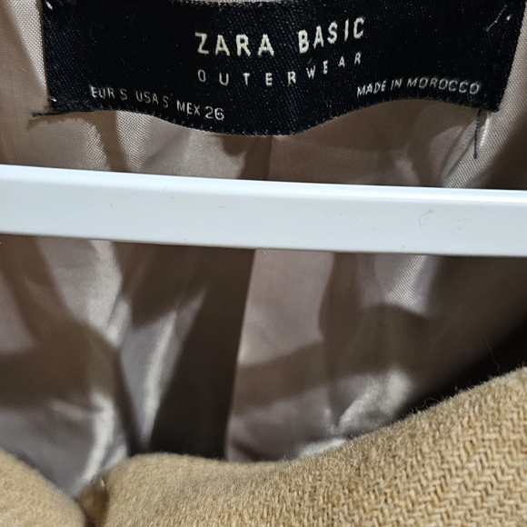 Zara Tan Short Wool-Blend Pea Coat - Picture 2 of 3